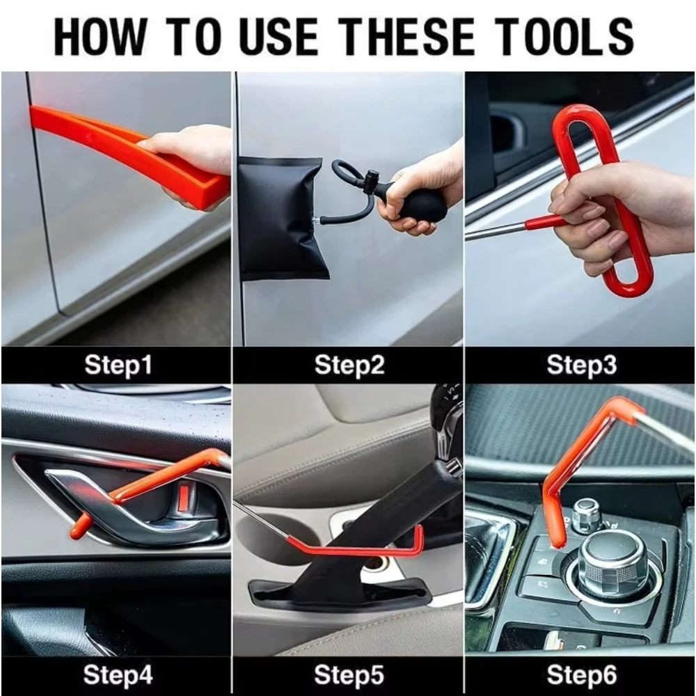 2026 New Car Door Tool Kit Inflatable Air Pump Auto Window Door Open Fixing Gripper Tools Long Reach Kits with Carrying Bag