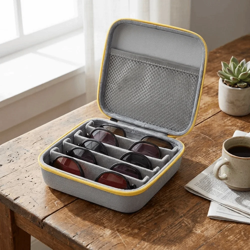 5 Slots EVA Glasses Case Hard Shell Large Capacity Sunglasses Storage Box Anti-Splash Water Shockproof