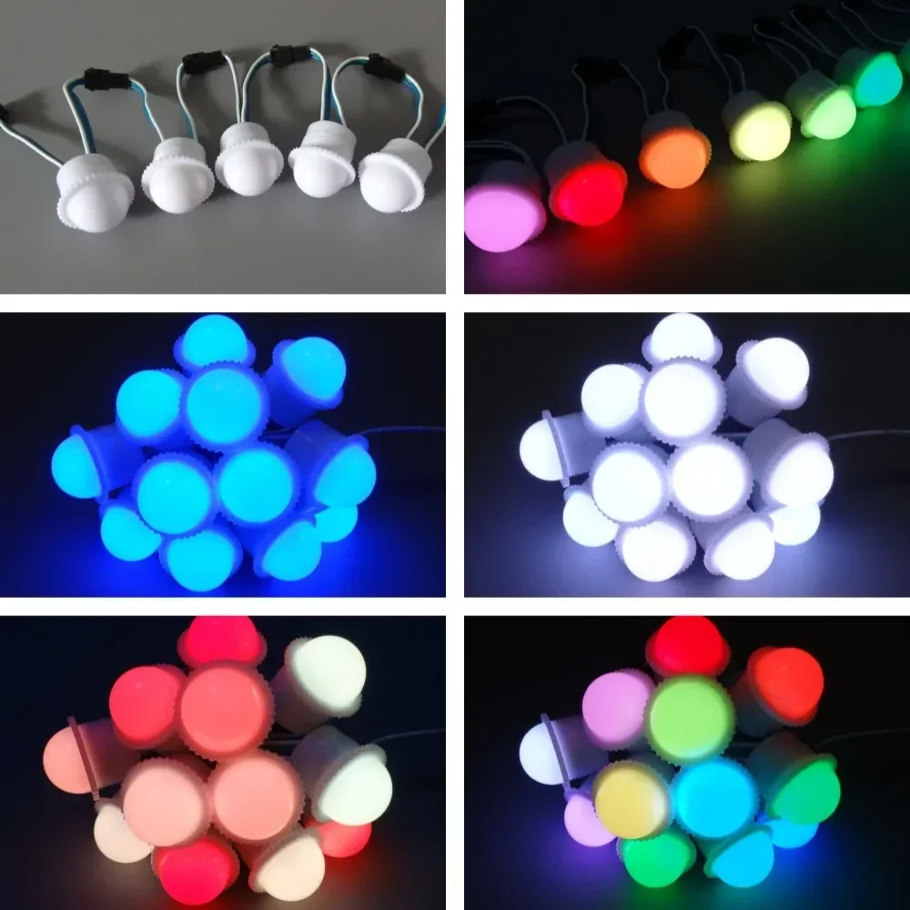 10/30pcs DC12V WS2811 26MM Point Light Transparent /Milky Cover RGB Led Module Pixel 3leds Waterproof for Amusement Park Decor