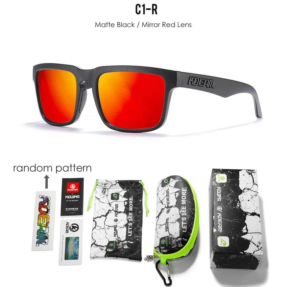 KDEAM Alle Schwarzen männer Sonnenbrille Polarisierte Und UV400 Schutz Lens Fahren Angeln Gläser Spiegel Mit Komplette Paket