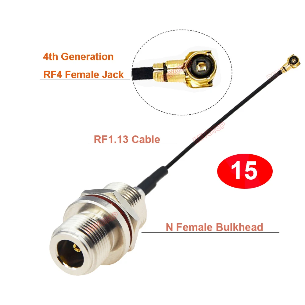 1PCS 4th Generation RF4 Female to N Female Panel Mount RF1.13 Cable RF Coaxial Mini PCI WIFI WLAN Antenna Extension Jumper Cord