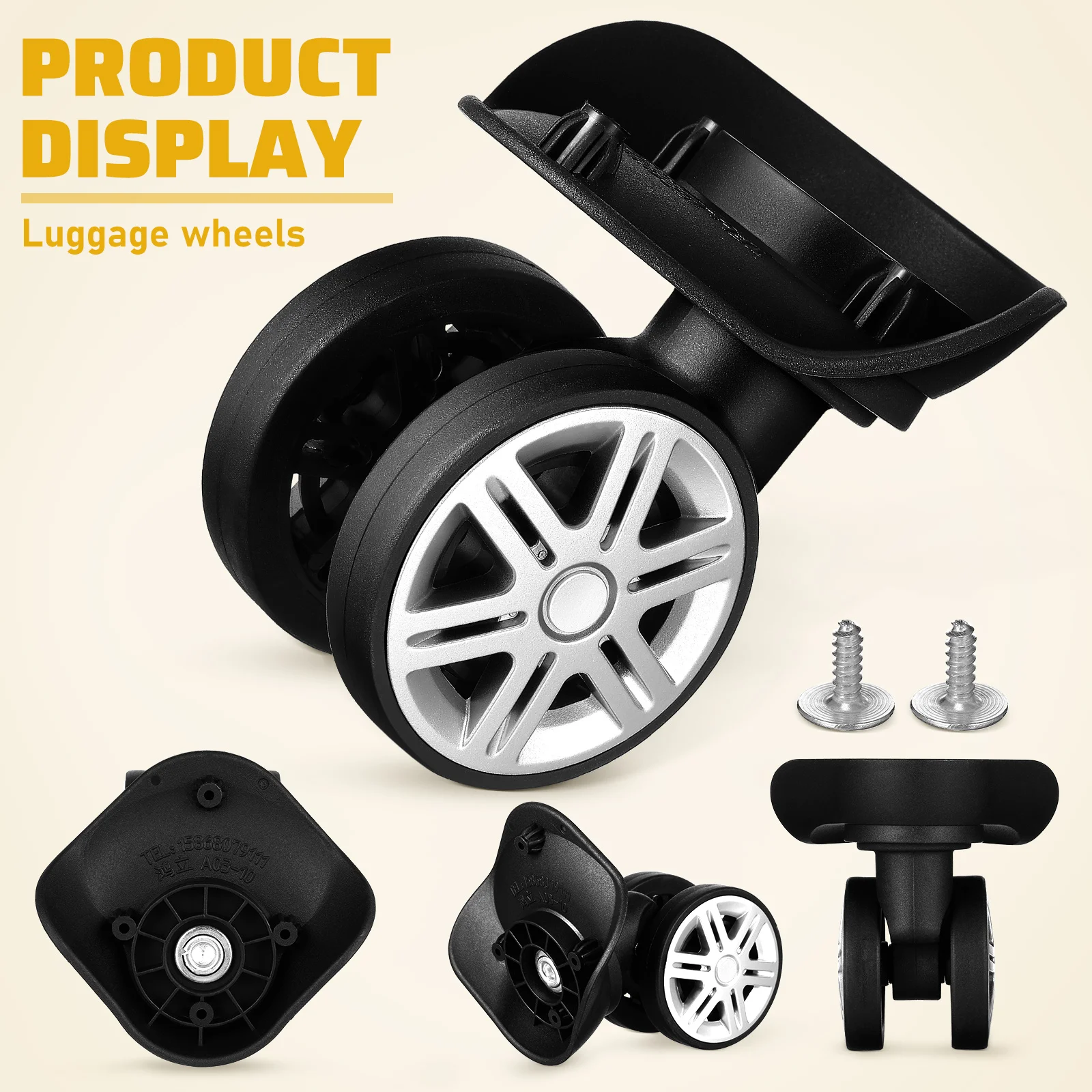 

4 pcs Luggage Replacement Heavy Duty Suitcase Casters Universal Trolley Trunk Wheels Swivel Double Row Strong Abs Material Quiet