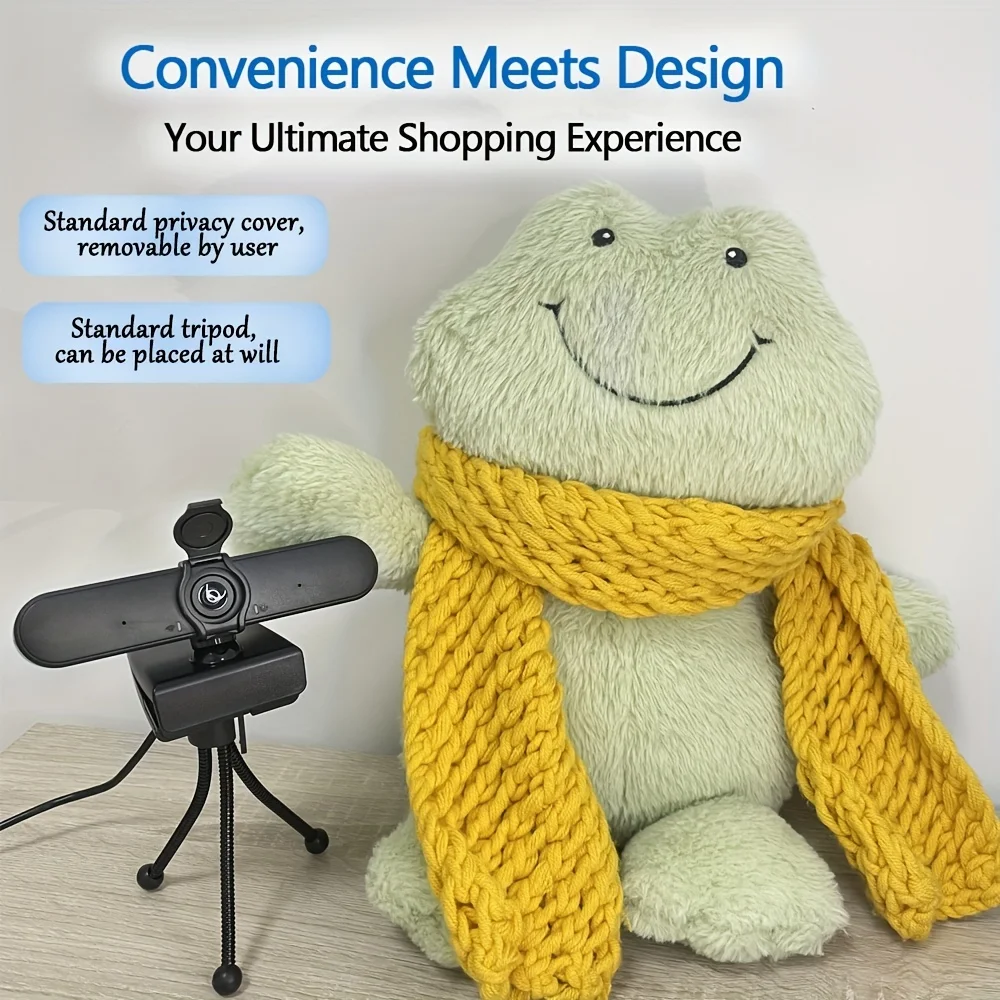 كاميرا ويب EXHQDR 1080P USB مع غطاء خصوصية، حامل ثلاثي القوائم، زاوية واسعة، 360 درجة °   الدوران والتوصيل والتشغيل للتكبير والبث ومكالمات الفيديو