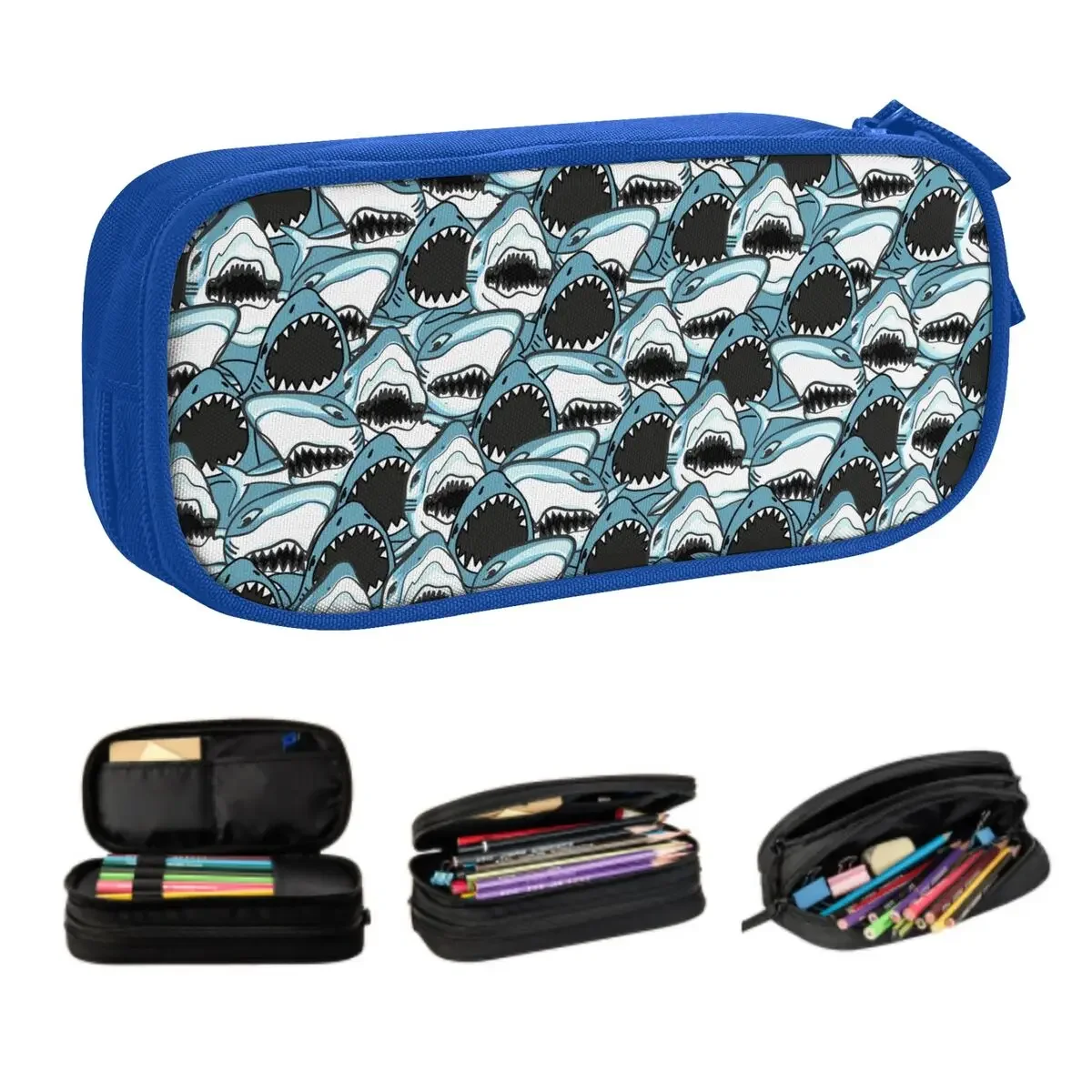 Custom Kawaii Ocean Animal Shark Pencil Case for Boys Gilrs Large Capacity Pen Bag Box School Supplies