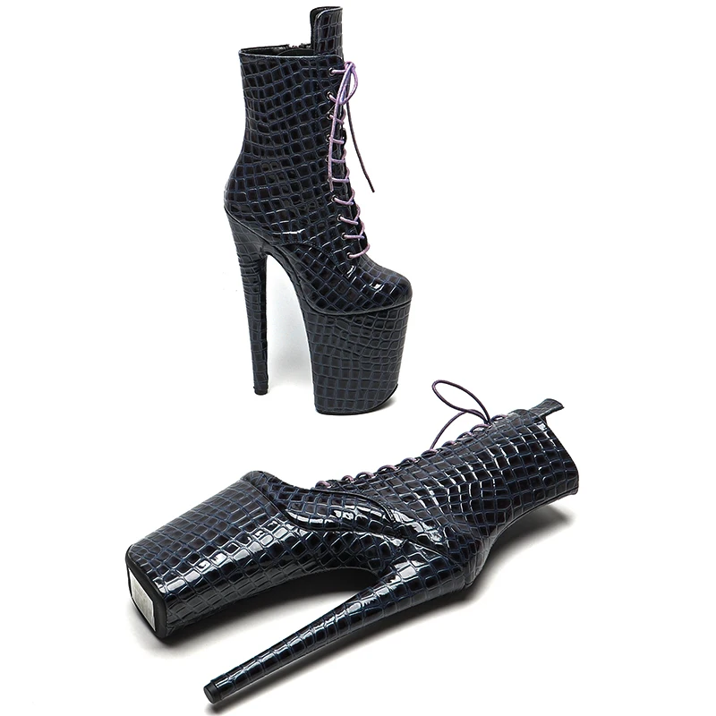 Leecabe  23CM/9inches  Shiny PU  platform  High heel Trend fashion stripper Heel Pole Dance boots