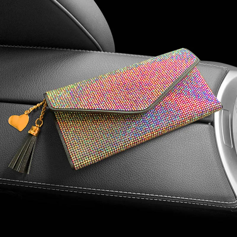 Bling Crystal Fashion Purse Leather Wallet Women Card Holders Multifunctional Pretty Desinger Square Hand Bags Ladies Wallets