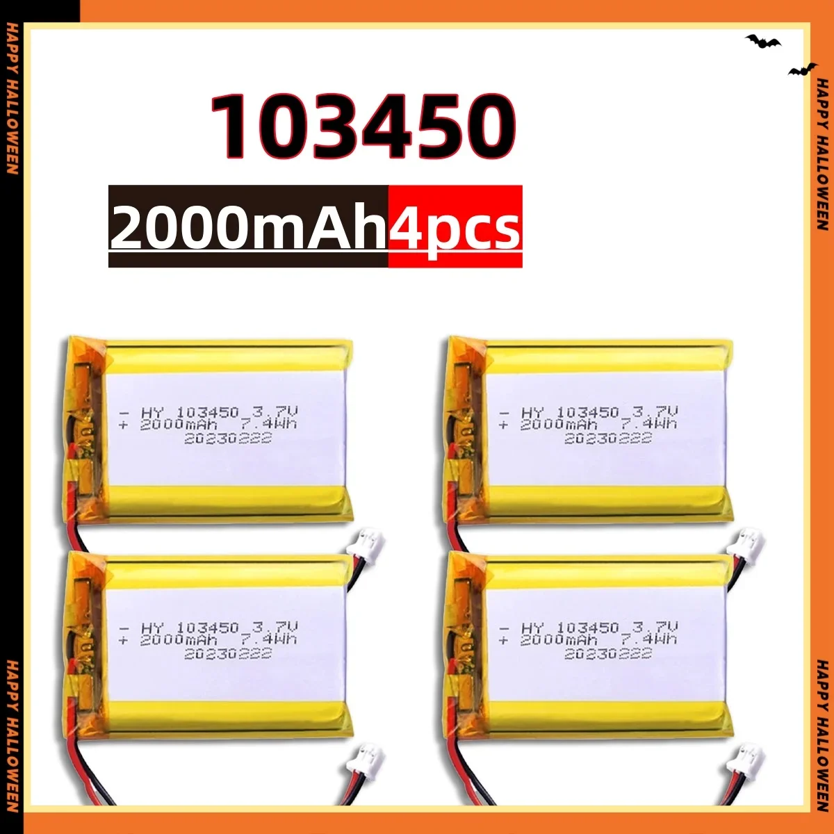 103450   3.7V 2000mAh Polymeer Lithium Oplaadbare Batterij Jst PH 2.0mm 2pin Plug voor Camera GPS Navigator MP5 Bluetooth headset