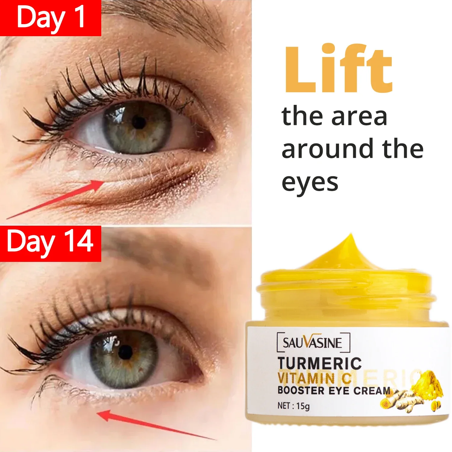 Anti Aging Turmeric Eye Cream Under Eye Dark Circle Remover Eye Bags Wrinkle Lift Firm Brightening Eyes Care Beauty Health