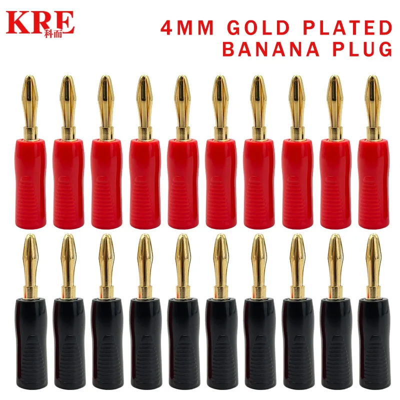 10Pcs New Non Slip Shell 4mm Banana Plugs Gold Plated Musical Speaker Cable Wire Pin Banana Plug Connectors