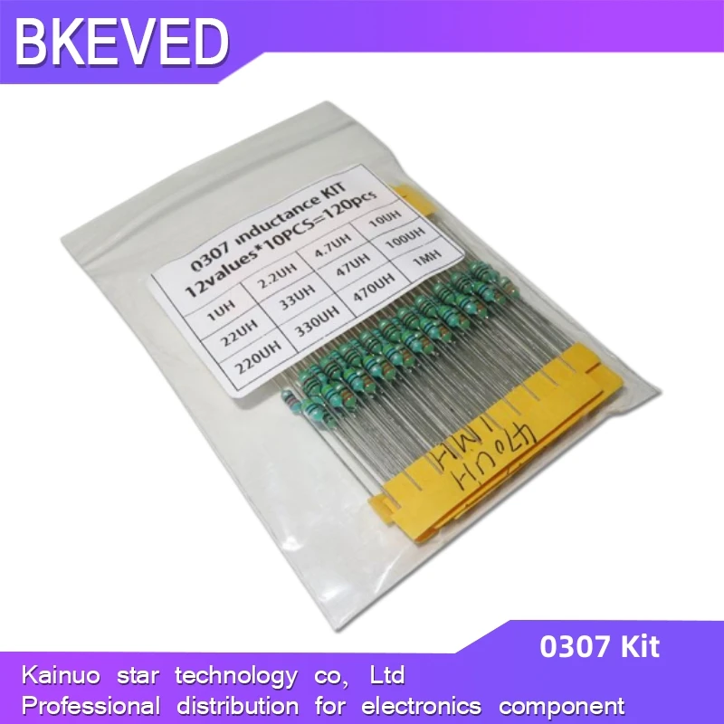 120pcs 0307 1/4W 0.25W inductor 1uH-1MH 12valuesX10pcs component sample Assorted kit