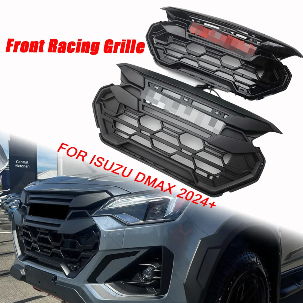 

New Front Grille Bumper Inlet Grill Grid for Isuzu DMAX D-max 2024+ pickup 4x4 grille front racing grille with LED lights