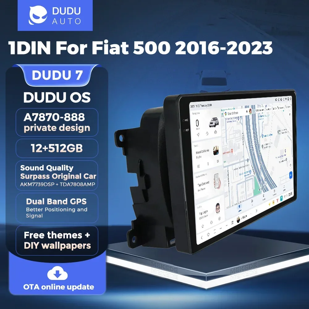 DUDU7 Pure Android 13 8-Core 12+512GB Car Intelligent Navigation For Fiat 500L 2012-2017 UIS7870 Dual Band GPS Car-Play Auto 4G