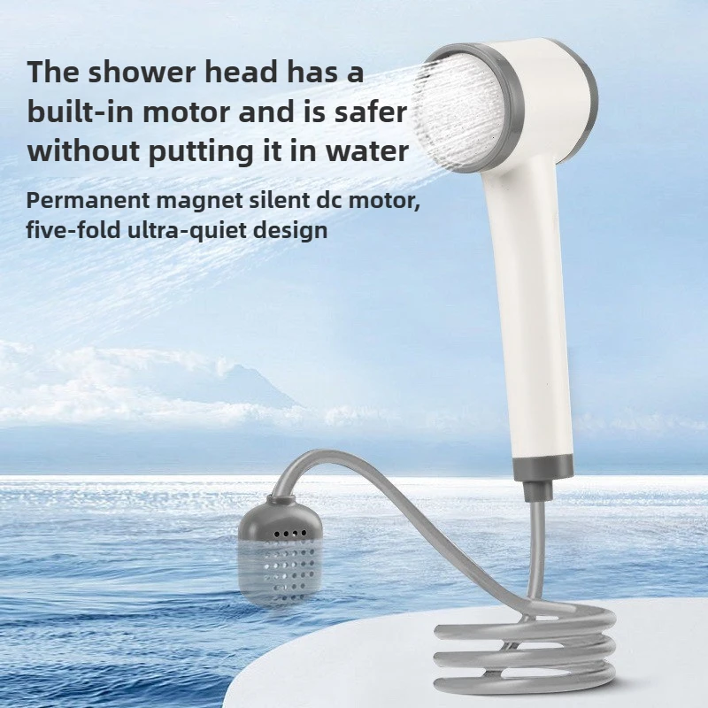 Set Pancuran Portabel Dapat Dilepas Artefak Mandi Luar Ruangan Pancuran Seluler Self-priming Gelembung Pijat Semprotan Mandi Isi Ulang