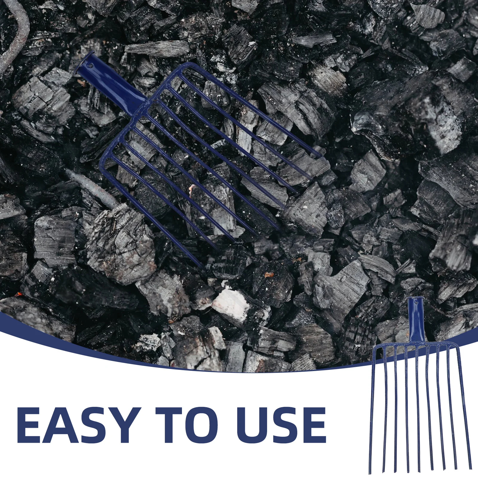 

1Pcs Nine-Tooth Rake Steel Fork Garden Tool for Spreading Stones Gravel Mulch Home Kitchen Bbq Use Compact Practical