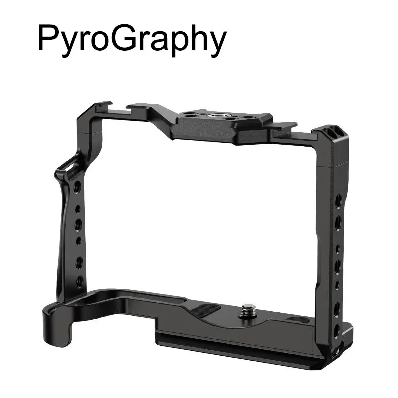 

PyroGraphy New EOS R8/EOS RP Cage with 1/4"&3/8" Thread Hole 1/4"&3/8" Arri Locating Hole Dual Cold Shoe Mount for Canon EOS R8