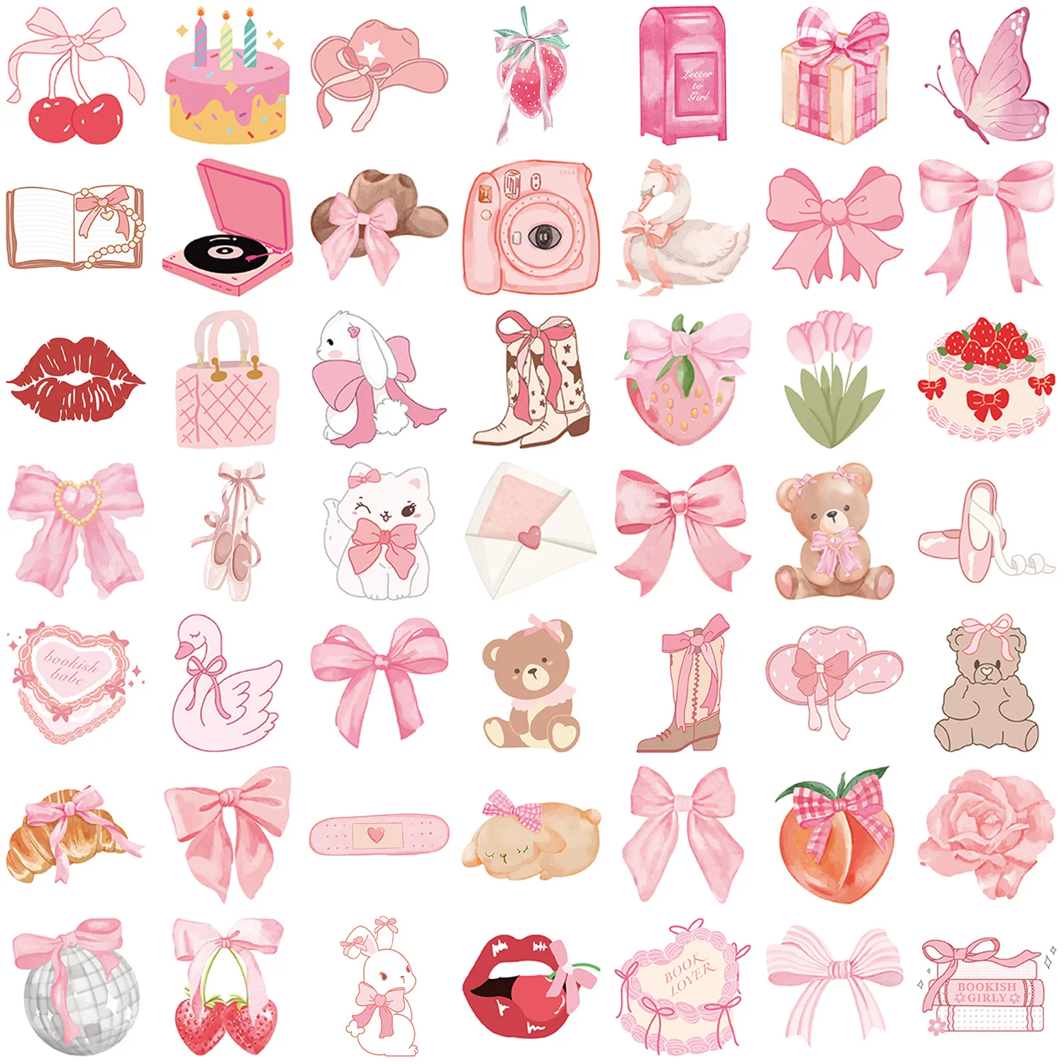 50 pçs rosa diversão parque adesivos dos desenhos animados decalques de vinil para diy portátil skate mala adesivos reutilizáveis para adultos decoração festa