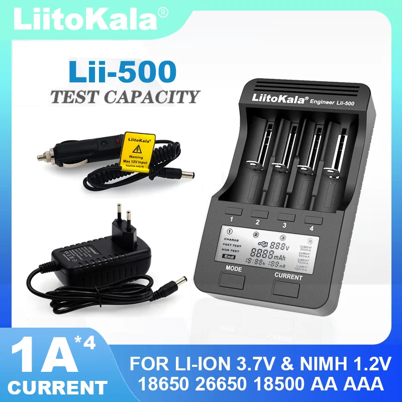 LiitoKala Lii-500 Lii-PD4 Lii-500S Lii-S8 Lii-600 LCD 3.7V 18650 18350 18500 21700 14500 26650 AA NiMH Lithium-Battery Charger