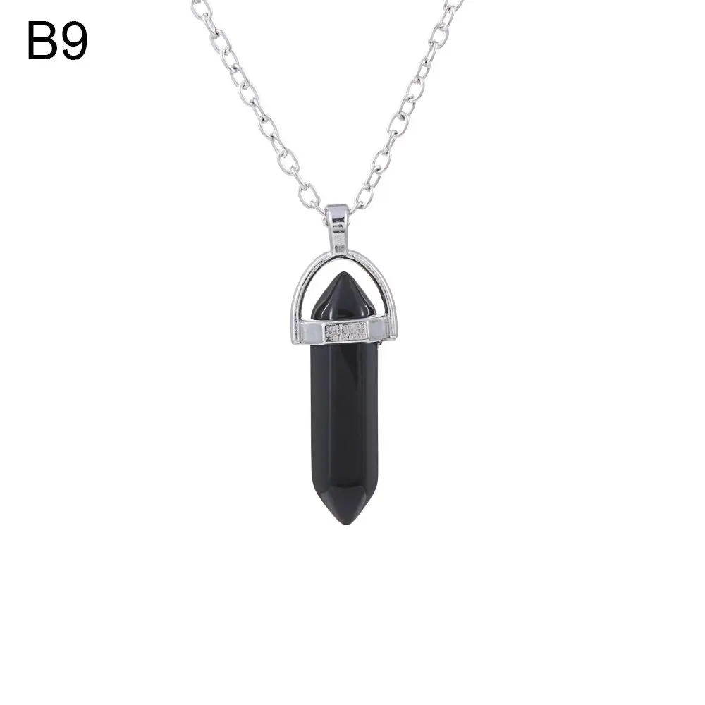 Silver Plated Hexagonal Point Pendulum Quartz chain Jewelry Accessories Natural Crystal  Stone Pendant