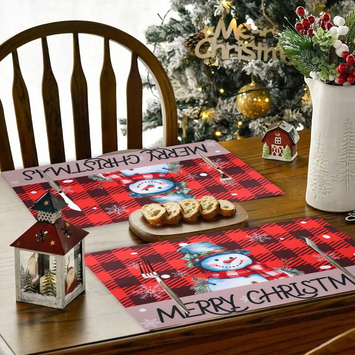 Christmas Snowman Placemat Merry Christmas Decoration for Home 2024 Placemat Xmas Tree Ornament Navidad Natal New Year Gift 2025