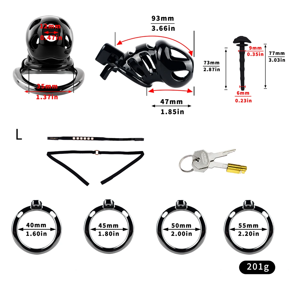FRKO Black Resin Chastity Cage 4 Penis Lock Ring BDSM Sex Toy For Man Gay Chastity Urethra Sissy 정조대 요도 Erotic Supplies 18+ 6