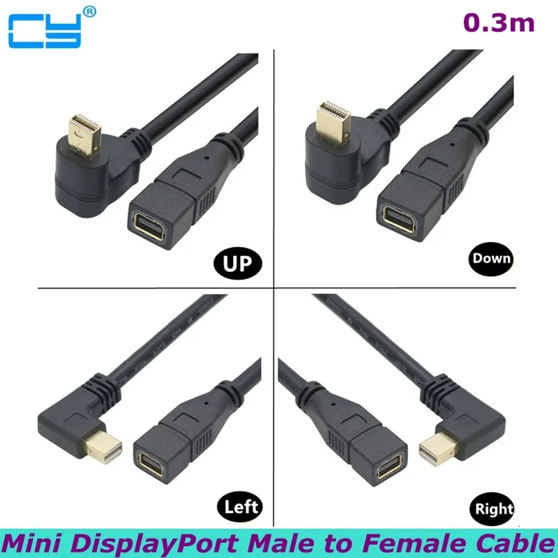 90 Degree Up & Down & Left & Right Angled Mini Display Port DP Extension Cable Mini DisplayPort Male To Female