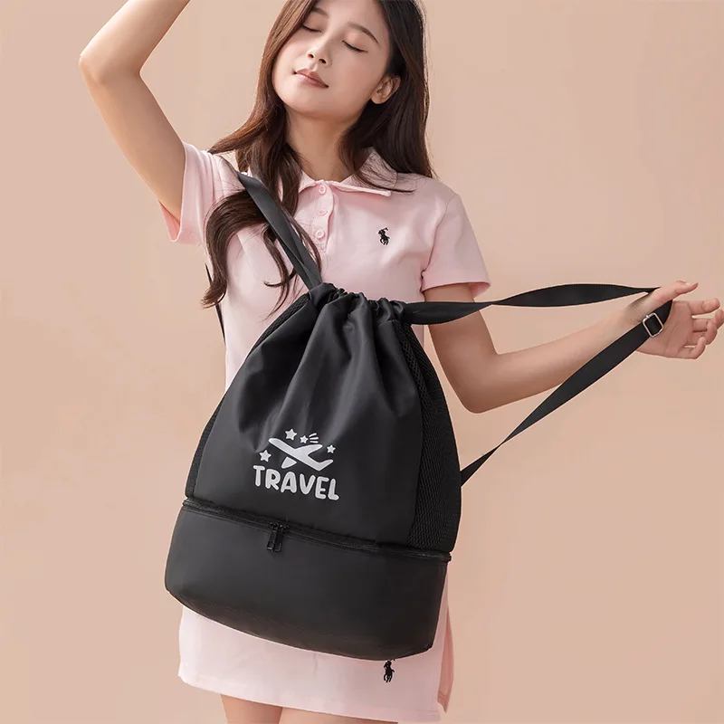 

Large Capacity Waterproof Swim Bag with Shoe Compartment - Dry Wet Separation Sports Backpack for Beach Travel Gym Yoga