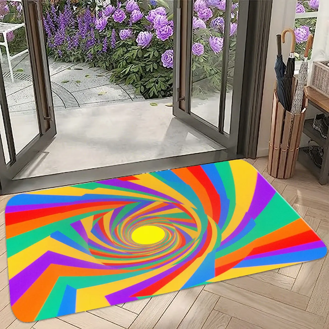 

MatMuse Psychedelic Spiral Tunnel Home Soft Diatomaceous Earth Mat Floor mats Non-Slip Quick-Drying 3D Trompe L'oeil Bath Mats