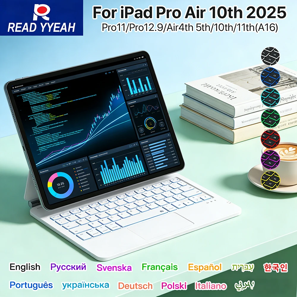 

2026 Magic Keyboard with Touch Panel for iPad 11th 10th Magnetic Case for iPad a16 A3354 A3355 A3356 A2696 Smart Book Cover