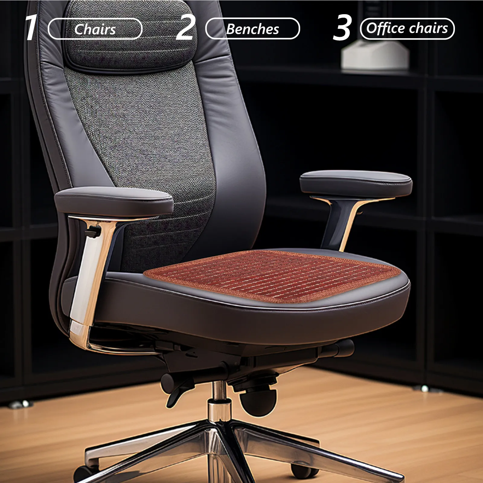 Summer Bamboo Chair Cushion Cool Breathable Seat Pad Reusable Comfortable Seat Mat for Car Office Home Chair Cushion