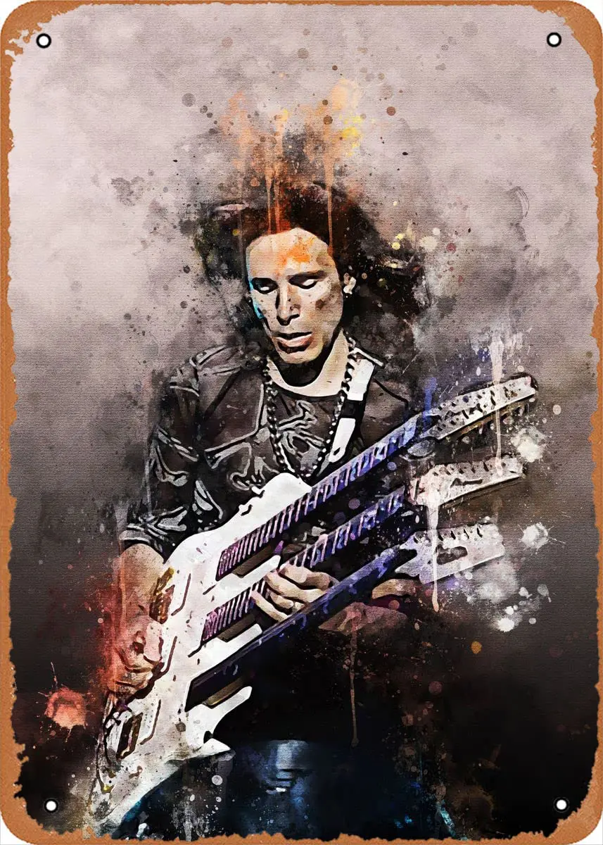 Legendary Guitarist Steve Vai is a guitarist Metal Tin Sign Poster Vintage Art Wall Decor 12 x 8 inch sign
