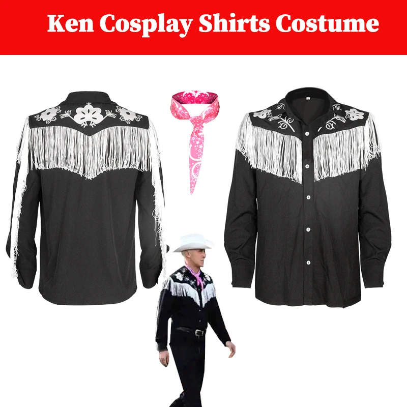 Movie Barbei Ken Cosplay Men Fantasy Costume Shirt Scarf Outfits Adult Male Disguise Fashion Outfits Boy Halloween Carnival Suit