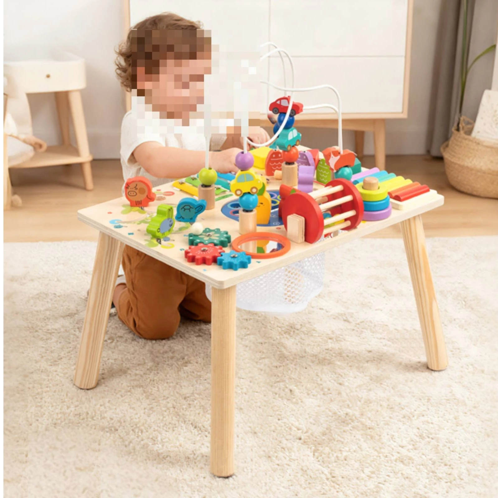 Activity Table with Bead Maze Educational Wooden Activity Table Child-Centered Toy Multi-Sensory Furniture Multifunctional view 5