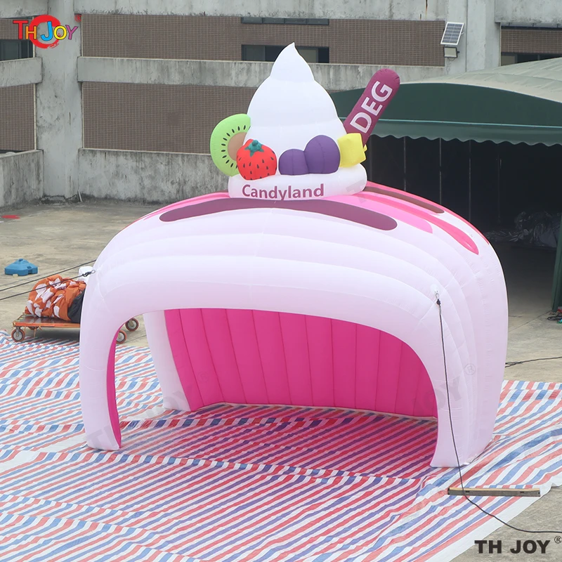 4x3m Pop Up Inflatable Ice Cream Kiosk Stand Booth for Decoration, Inflatable Ice Cream Selling Bar Tent