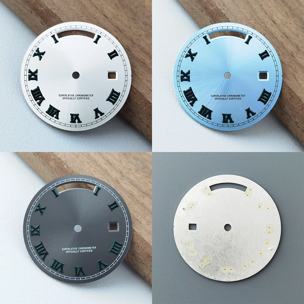 

Meiyuda 8285 unmarked dial custom logo 31mm all day calendar frame non luminous Roman numeral dial, suitable for 8285 movement