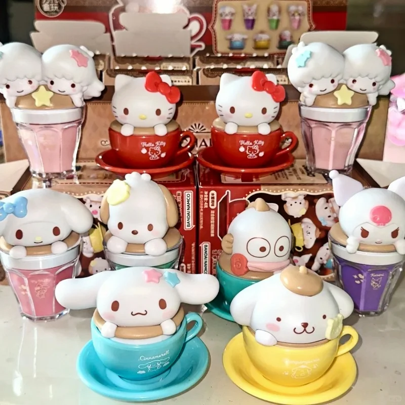 

Оригинальные персонажи Sanrio, кофейная чашка, серия латте, слепая коробка, модная игрушка, фигурка Aniome, Kuromi My Melody, настольные украшения, подарок
