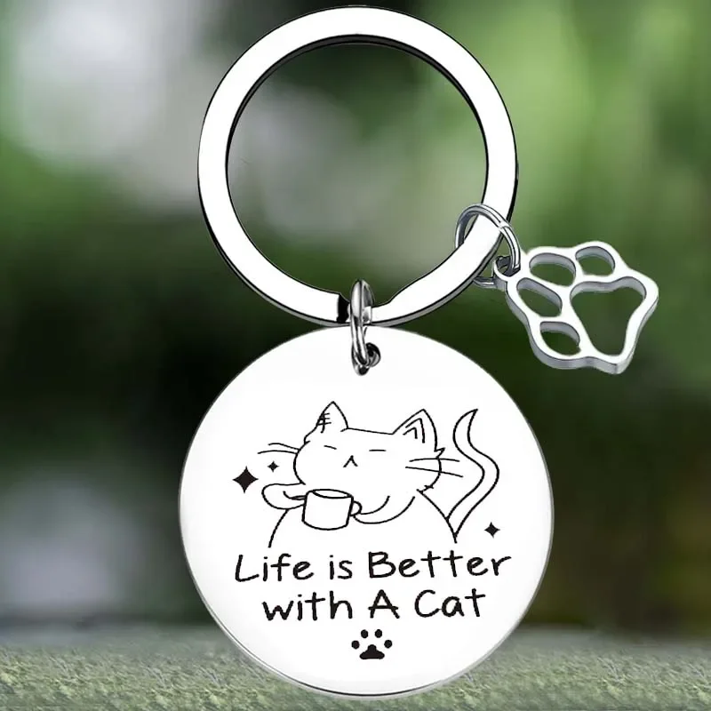 Cute Cat Lover gift Keychain Cat Friends Gift Key Chain Pendant Jewelry