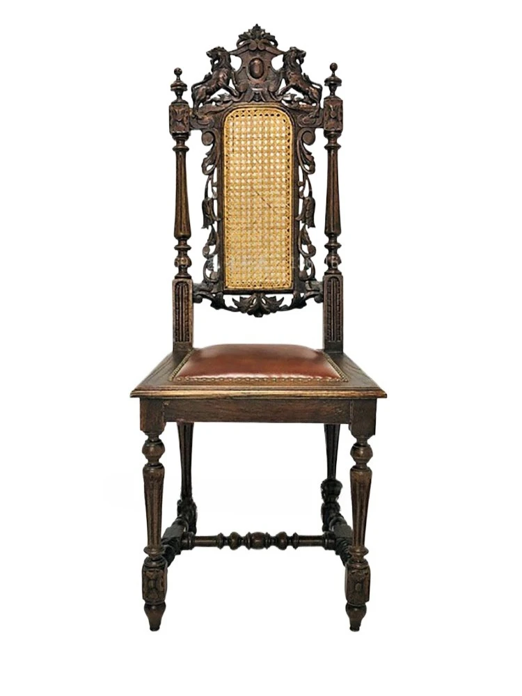 

Retro home small apartment dining chair American classic nostalgic computer chair solid wood chair natural