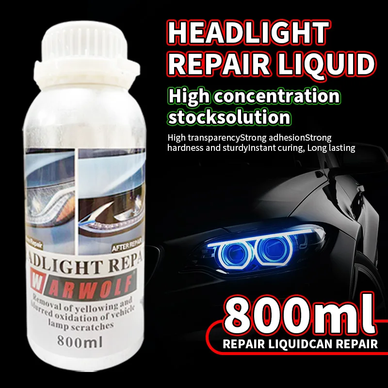 LEIBOO Car Headlight Restoration Polishing Kit 800ML Headlights Restoration Liquid Car Headlamp Renovation Repair Clean Kit Tool image 3