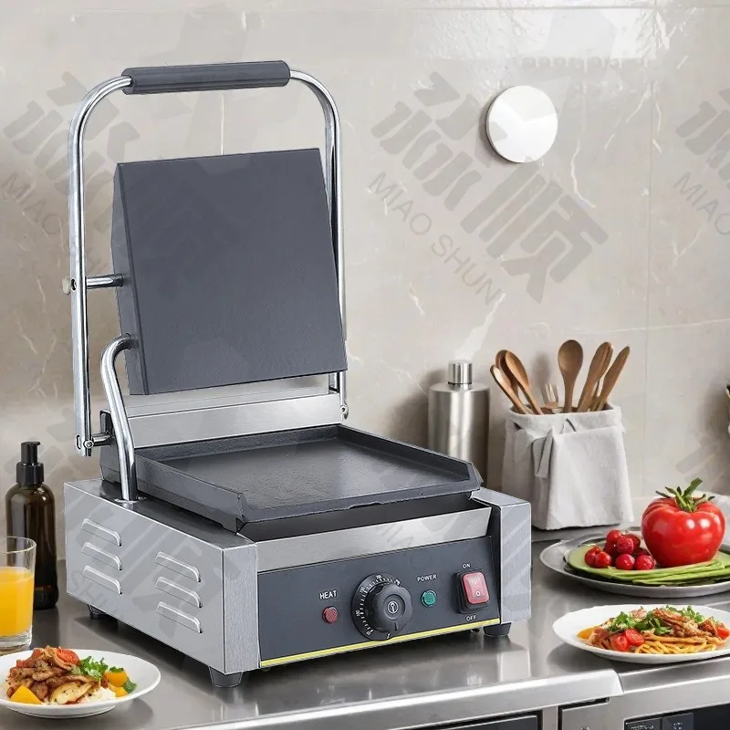 شواية كهربائية تجارية، لوحة مضلعة مسطحة كاملة للطهي في ساندويتش تيبانياكي في الهواء الطلق