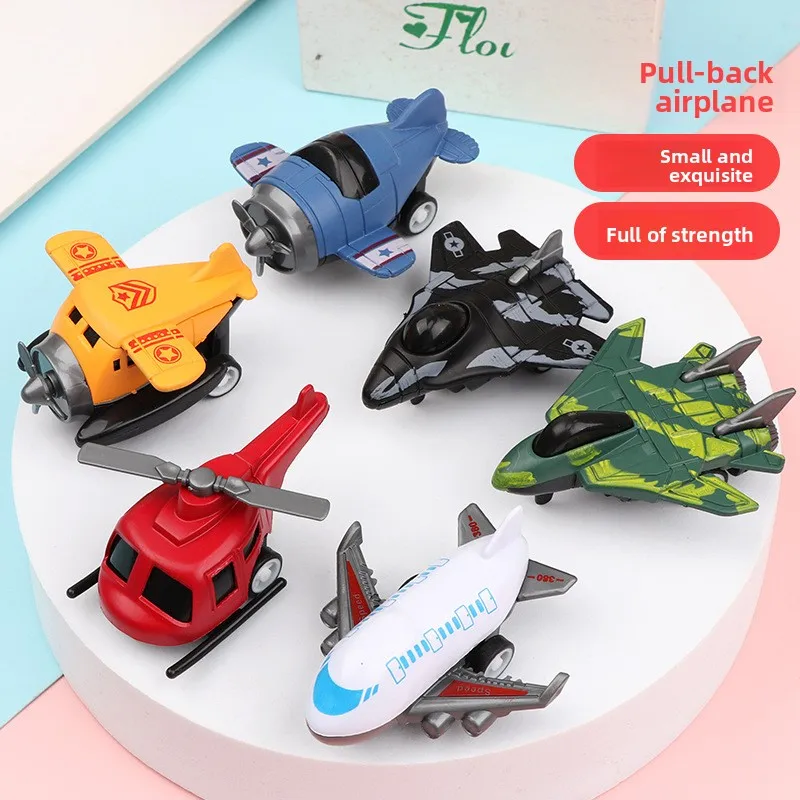 Cartoon Children's Pull-Back Q Version Mini Aircraft Toy Model Gashapon Machine Ornaments - Assorted Styles