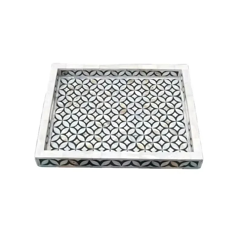 

Wooden Bamboo Breakfast Tray New Design Bone Inlay Family Hotel Restaurant Kitchen