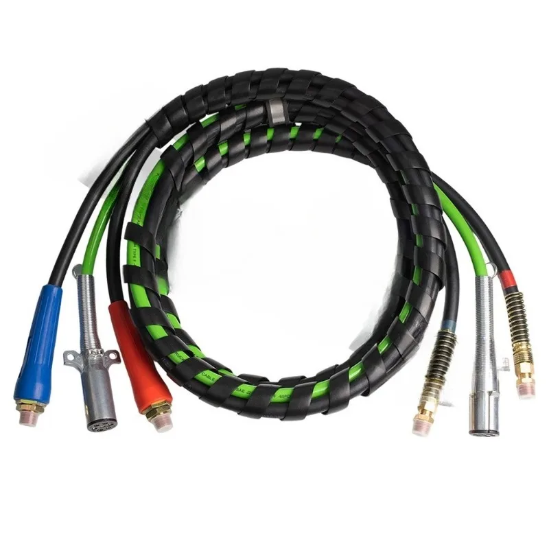 New Condition 3 1 ABS Semi Truck Air Line Hose Heavy Duty 12ft 7way Electric Pleasure Manual Trailer Parts and Accessories