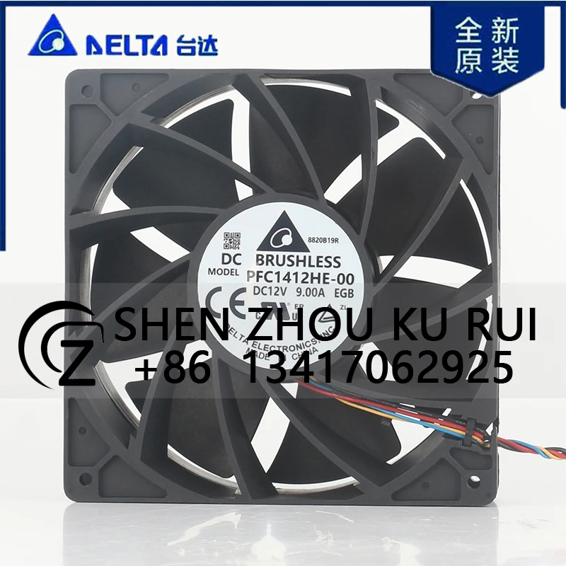 

New Delta 24V 48V DC 12V 9.00A AC EC 14038 140X140X38MM 14CM High Speed Server Chassis Large air Volume PFC1412HE-00 Cooling Fan