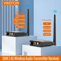 Transmisor y receptor de Audio inalámbrico Digital, 50M, 2,4G, adaptador de Audio inalámbrico con convertidor RCA R/L de 3,5mm para TV Box, DVD y PC