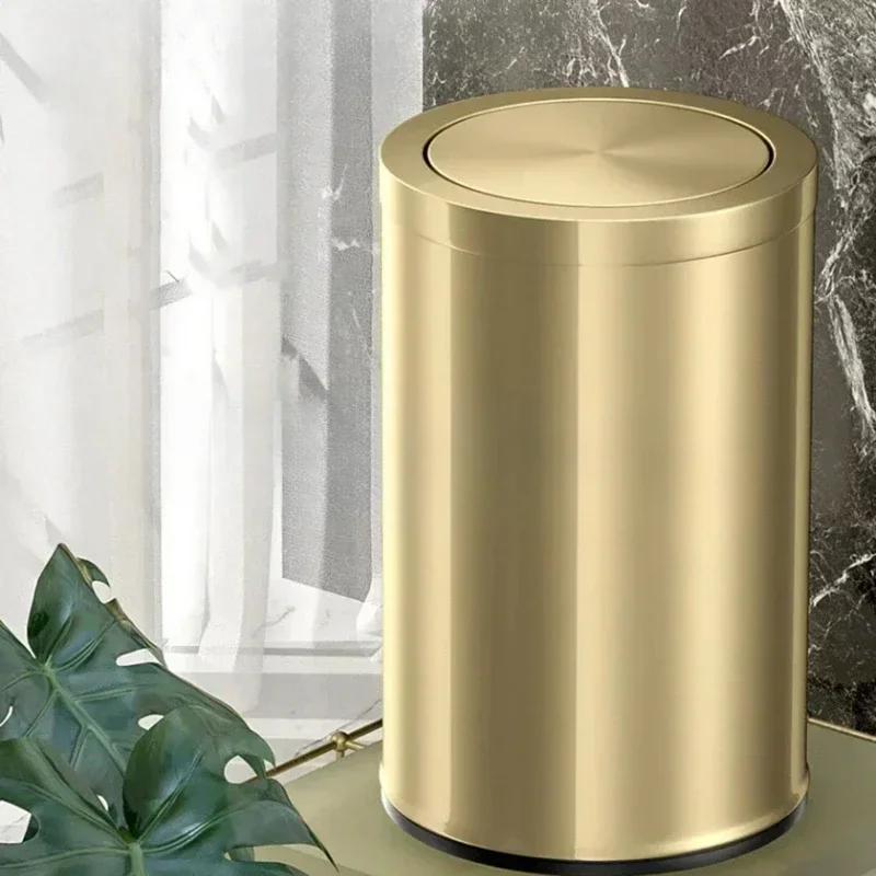 Stainless Steel Trash Can Gold Bathroom Bedroom Luxury Home Office Trash Bin Kitchen Cabinet Storage Poubelle Storage