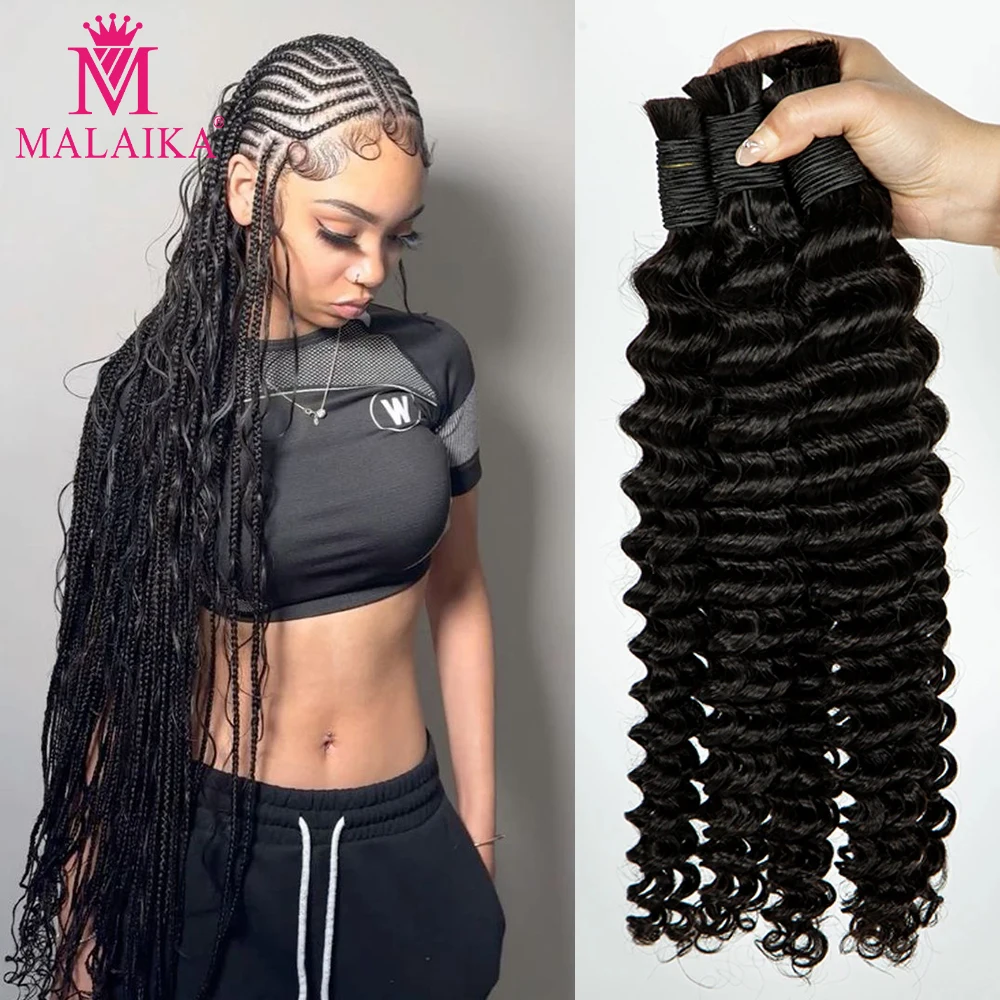 

28inch Deep Wave Bulk Human Hair for Braiding Curly Human Hair 100g/2 Bundles No Weft for Boho Braids 10A Virgin Hair Extension