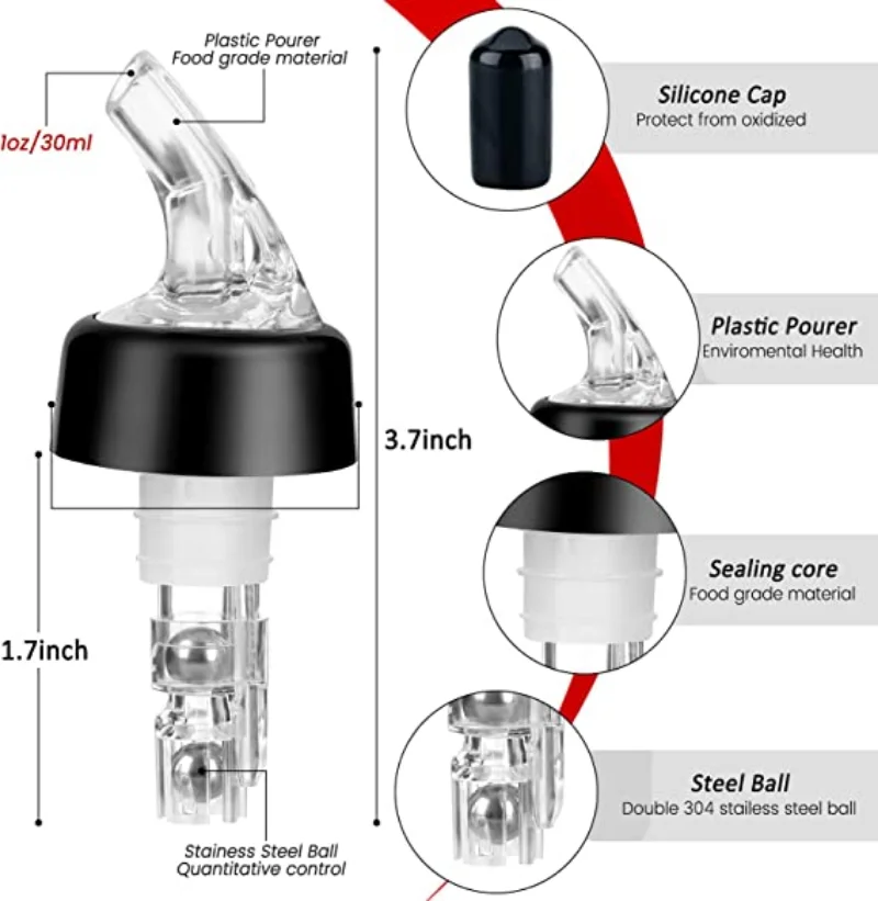 30 ml bottiglia dosata automatica versatore beccuccio bottiglia versatore bottiglia di liquore versatori Jigger Quick Spirit Measure versatore