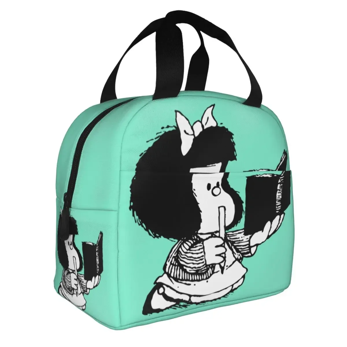 Mafalda Reading Her Book Insulated Lunch Bag Portable Lunch Container Cooler Bag Tote Lunch Box School Travel Food Storage Bags