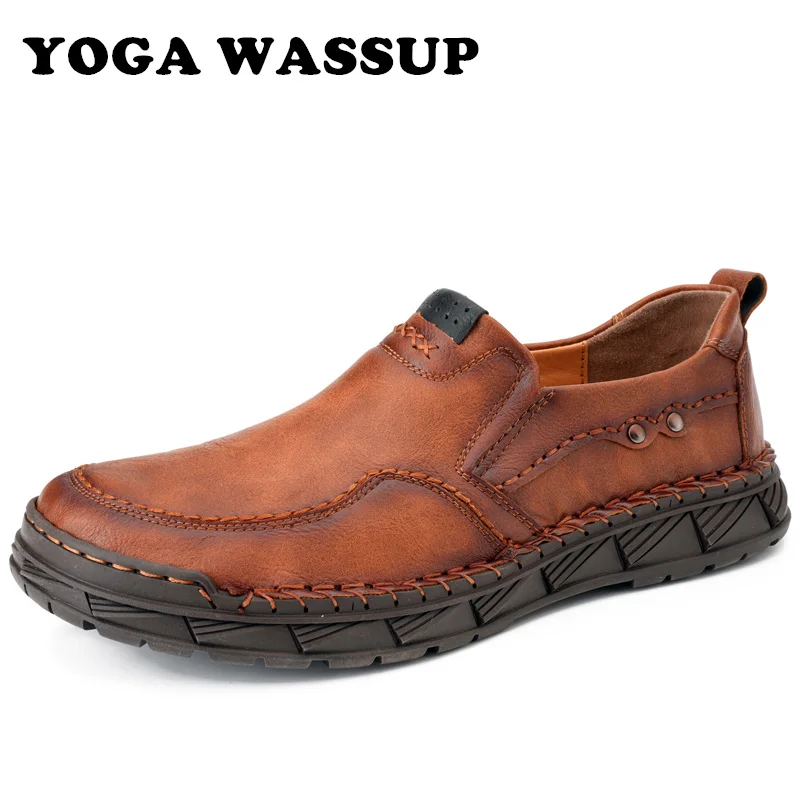 

YOGA WASSUP-Men's Breathable Leather Loafers, Luxury Casual Shoes, Business, Handmade, Brand, Boat, Sizes 38-48