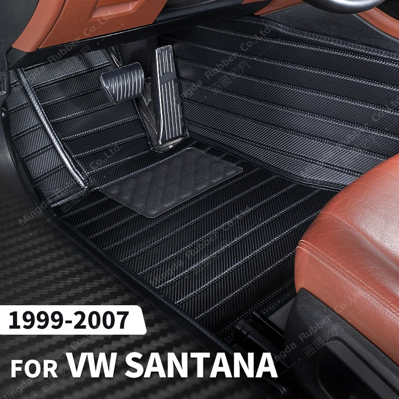 Custom Carbon Fibre Floor Mats For VW Volkswagen Santana 1999-2007 00 01 02 03 04 05 06 Foot Carpet Auto Interior Accessories